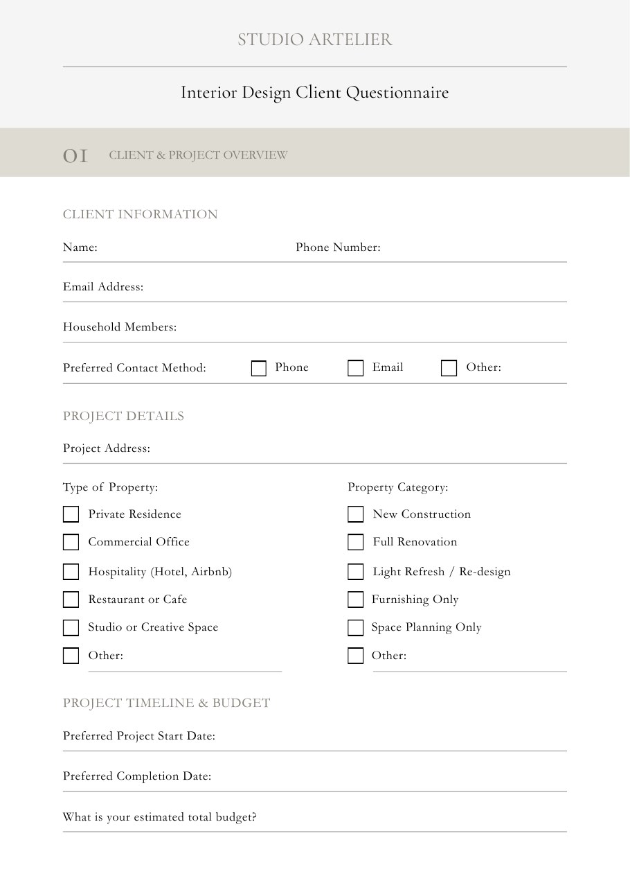 Client Questionnaire Template preview