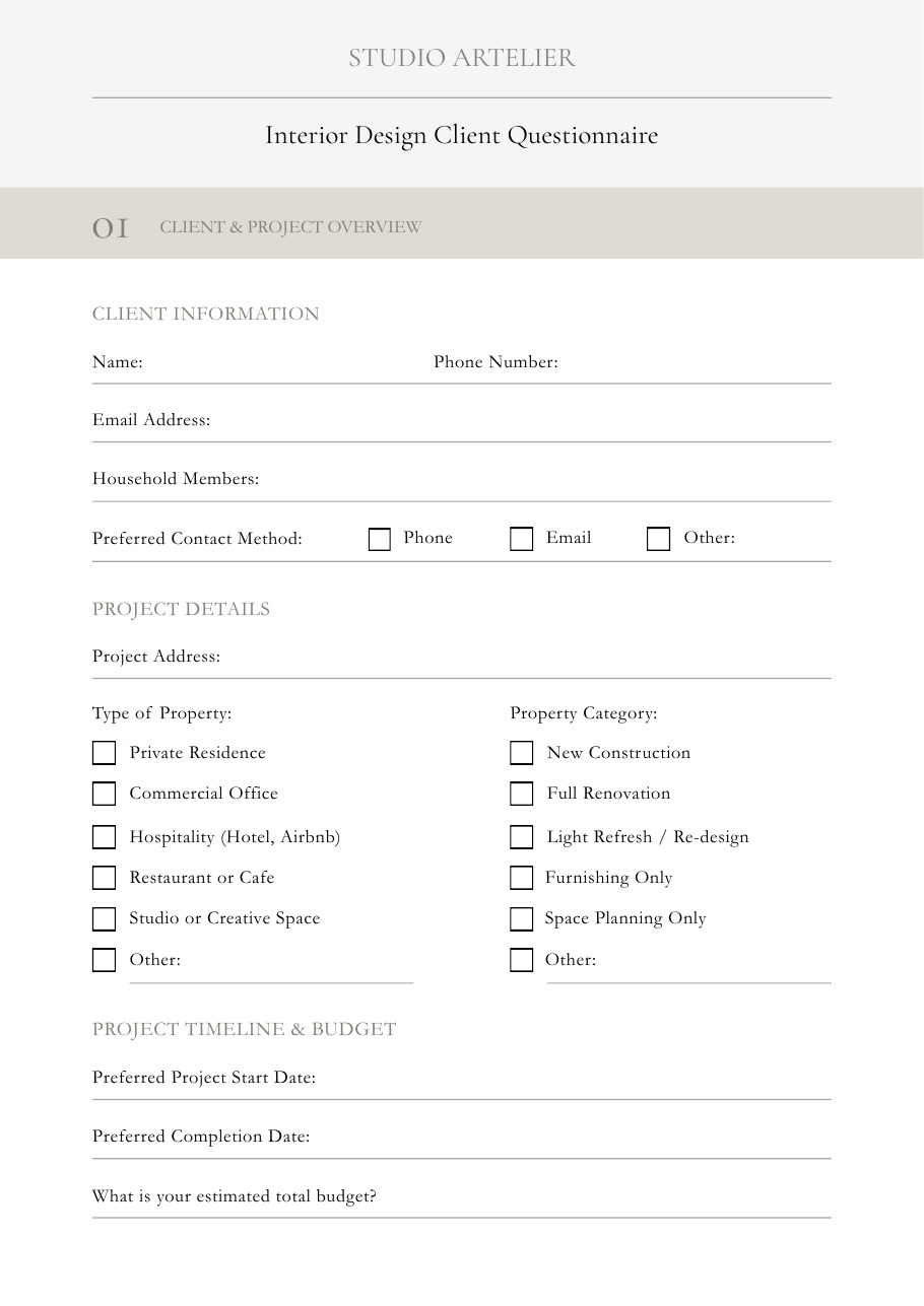 Client Questionnaire Template cover